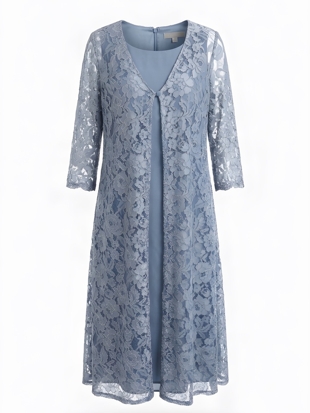 Light Blue Lace Overlay with Dress  - mother of the groom or guest